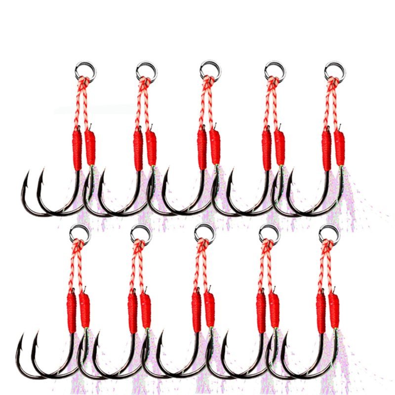 Anzol de Pesca Duplo para Jig com Pena 10 Pares Master