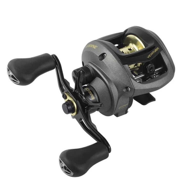 Carretilha Marine Sports New Ventura VT10 — Vista frontal 10 rolamentos baitcasting destro e canhoto
