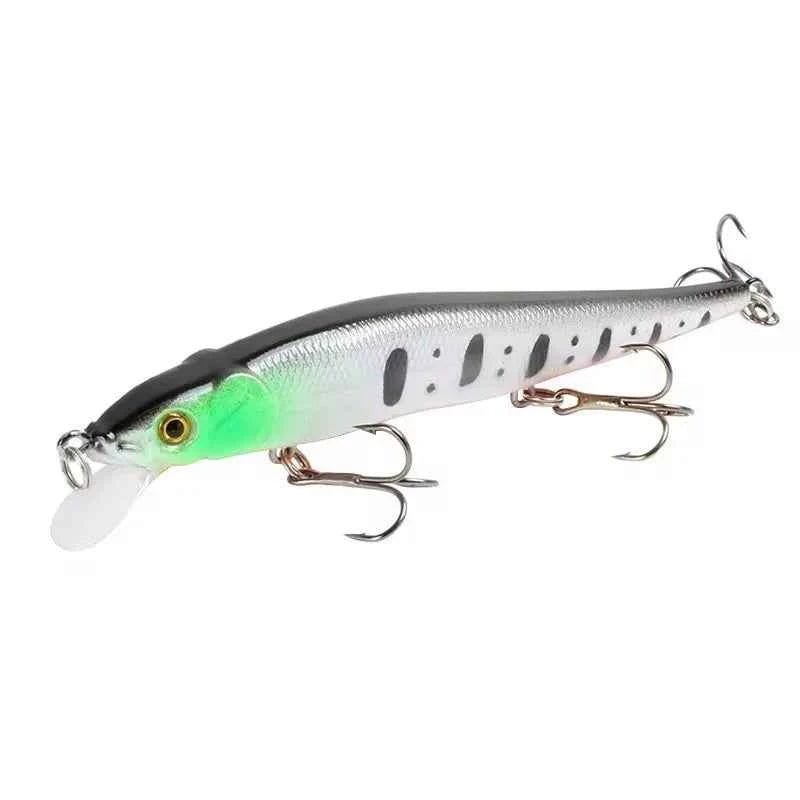 Isca minnow de meia água 115 mm na cor Prata e Preto