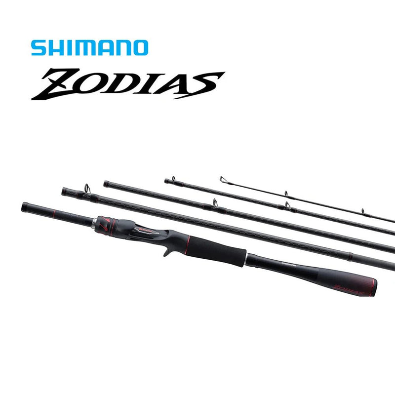 vara-de-pesca-shimano-zodias-travel-com-logo-shimano-e-zodias-no-topo-exibindo-as-secoes-desmontadas-e-cabo-preto-vermelho