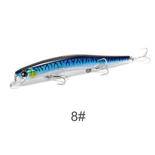 isca-artificial-noeby-slim-lance-minnow-150mm-cor-8-azul-prateada-dorso-listrado-foto-lateral-fundo-branco