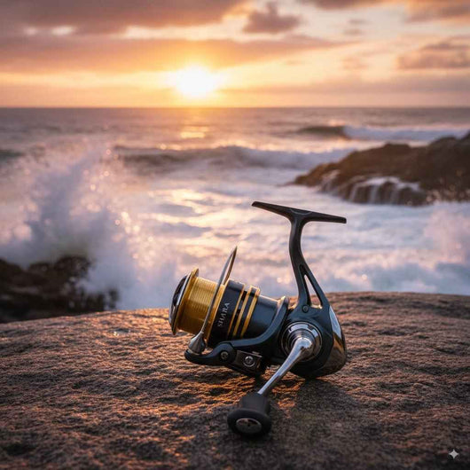 molinete-shimano-sahara-fj-2022-original-preto-dourado-foto-ambientada-pesca-litoral