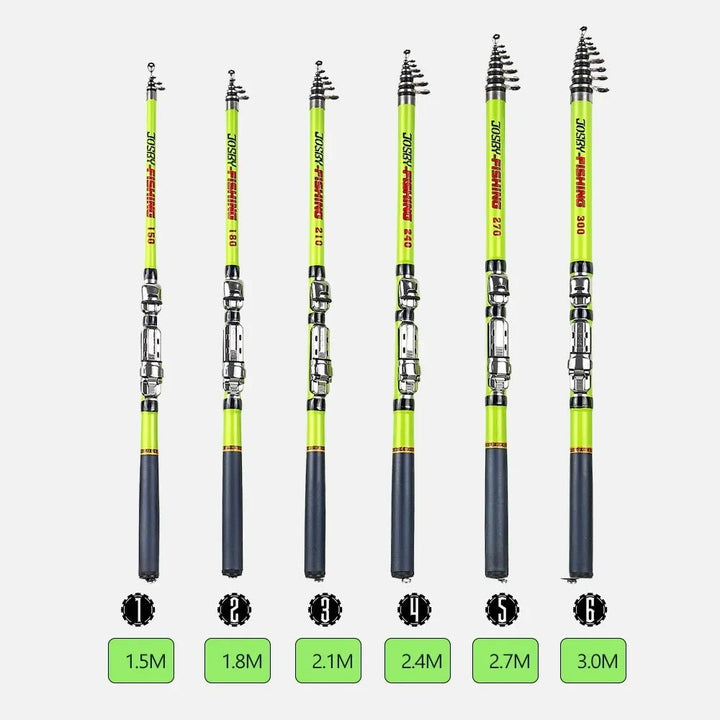 Vara de Pesca JOSBY Telescópica YinWan FRP - Carbon Original - Molinete Master