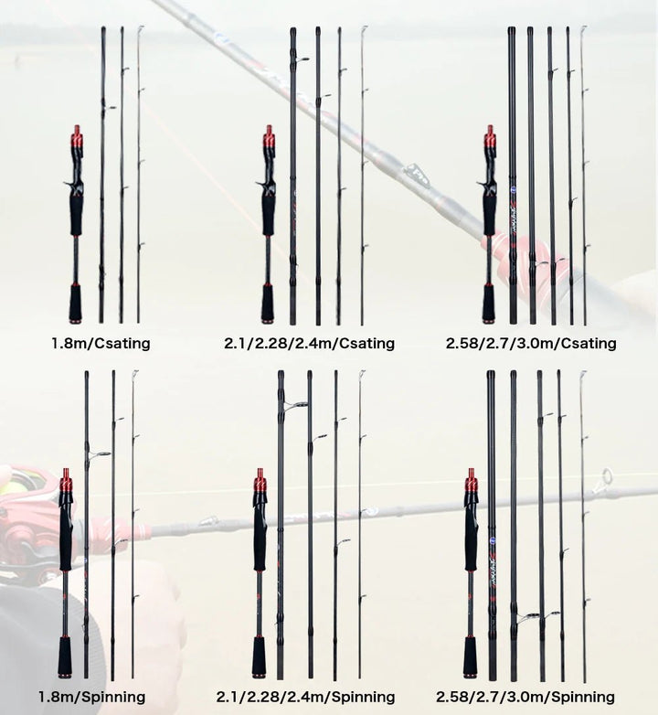 Vara de Pesca BIUTIFU Ultralight Carbon Baitcasting T800 Original - Molinete Master