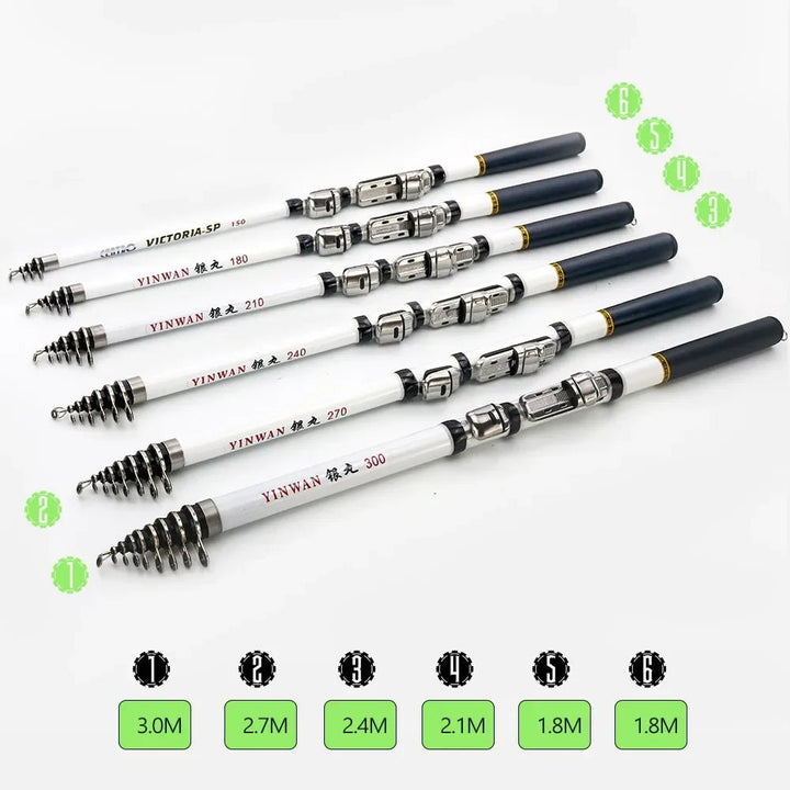 Vara de Pesca JOSBY Telescópica YinWan FRP - Carbon Original - Molinete Master