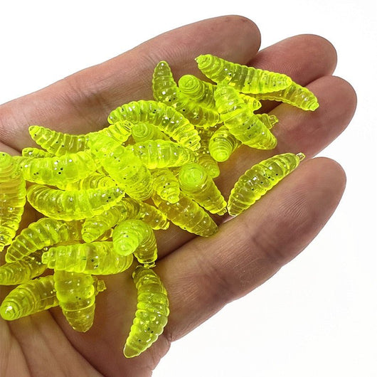 Isca Artificial Minhocas Grubs Kit 50 Peças - Molinete Master