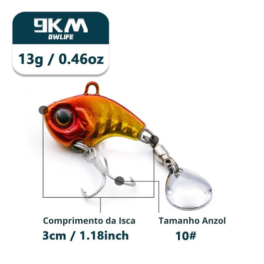 isca-artificial-vib-spoon-13g-3cm-cor-laranja-amarela-visual-lateral-colher-giratoria