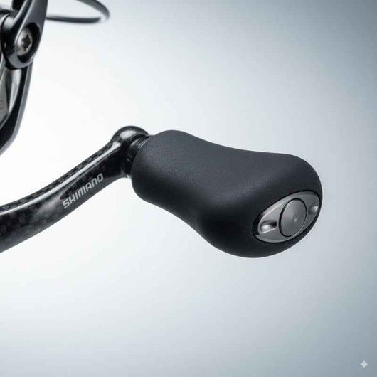 molinete-shimano-vanford-2024-preto-foto-close-manivela-ergonomica-com-detalhe-metalico