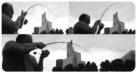 vara-de-pesca-sharpen-purelure-passadores-em-close-sobre-fundo-escuro